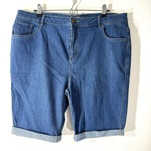 2/$35 LOGO Lori Goldstein 5-Pocket Denim Bermuda Shorts